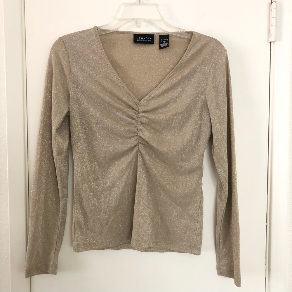 Vintage New York and Company Gold Glitter top